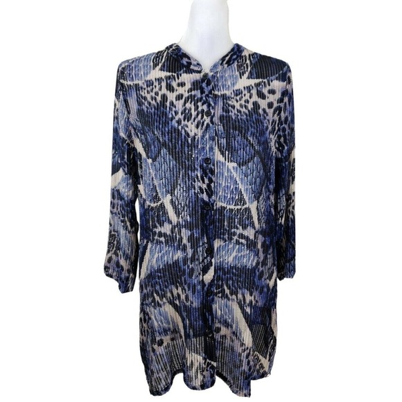 Travelers by Chico's ~Woman Size 2 (Large) ~Multicolor Print Button Front Top - Picture 9 of 12